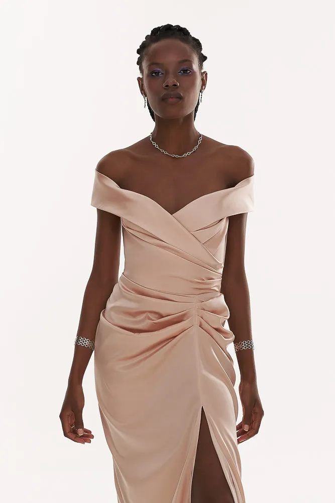 Athena Blush Silk Long Dress