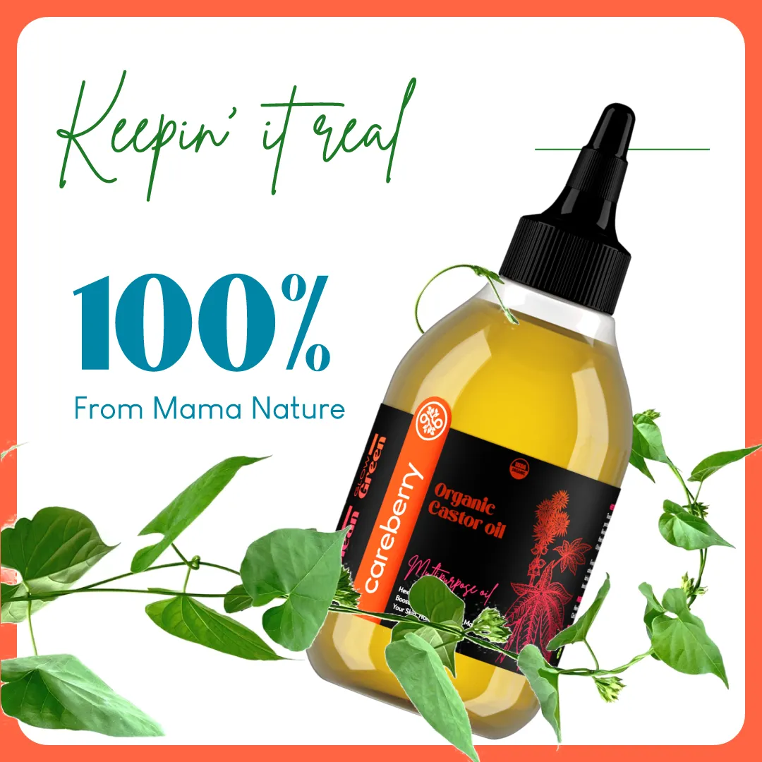 Careberry Organic Cold Pressed Castor Oil (Arandi Oil), Hexane Free, 100% Natural & Cold Pressed, Ayush Certified Ayurvedic 200ml