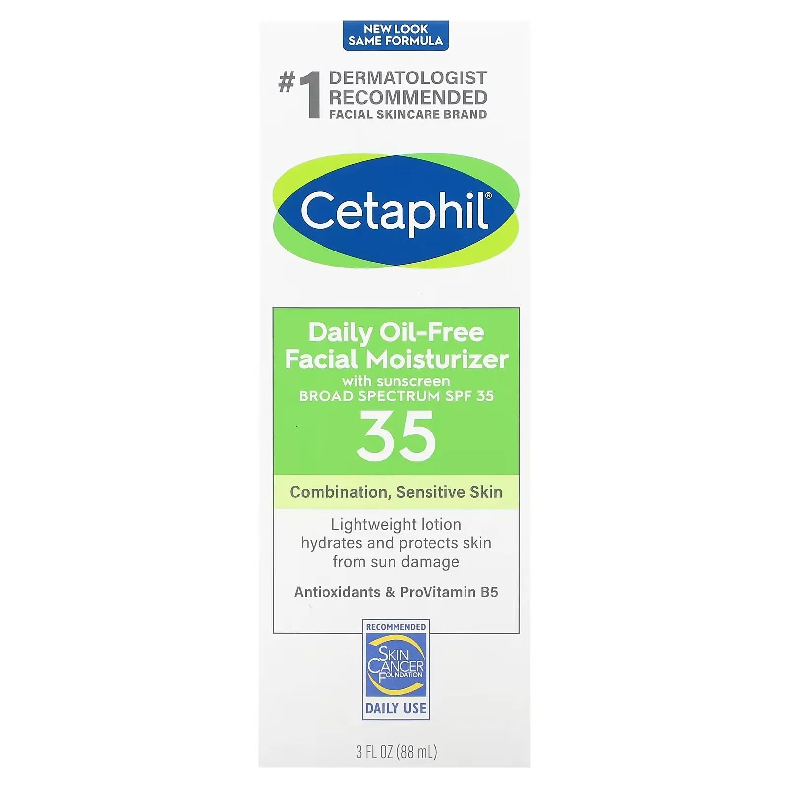 Cetaphil Daily Oil-Free Facial Moisturizer with SPF , SPF 35, 88 ml.