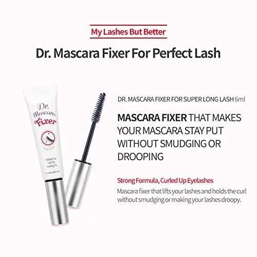 ETUDE Dr. Mascara Fixer For Perfect Lash 01 (Natural Volume Up) | Long-Lasting Smudge-Proof Mascara Fixer with Care Effect | Korean Makeup