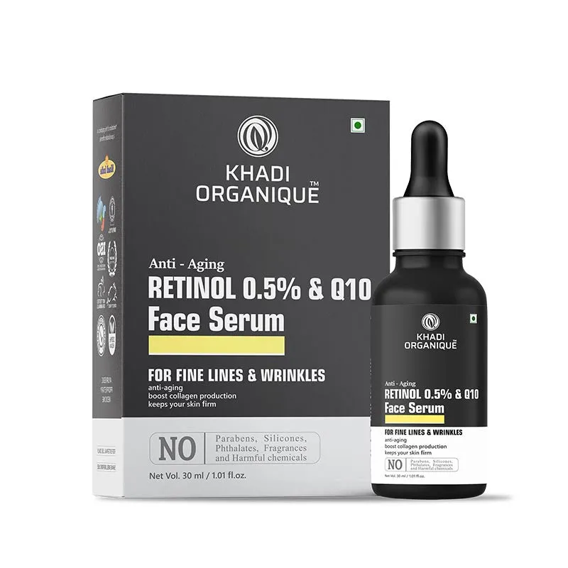 KHADI ORGANIQUE ANTI-AGING FACE SERUM With Retinol 0.5%   Q10 - 30 ml