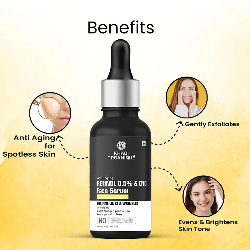 KHADI ORGANIQUE ANTI-AGING FACE SERUM With Retinol 0.5%   Q10 - 30 ml