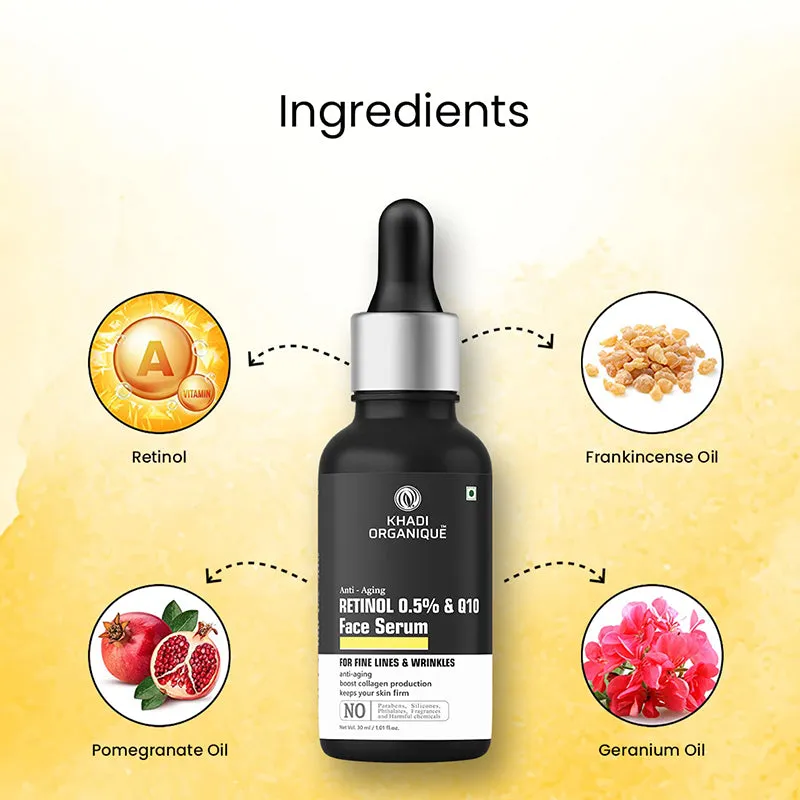 KHADI ORGANIQUE ANTI-AGING FACE SERUM With Retinol 0.5%   Q10 - 30 ml
