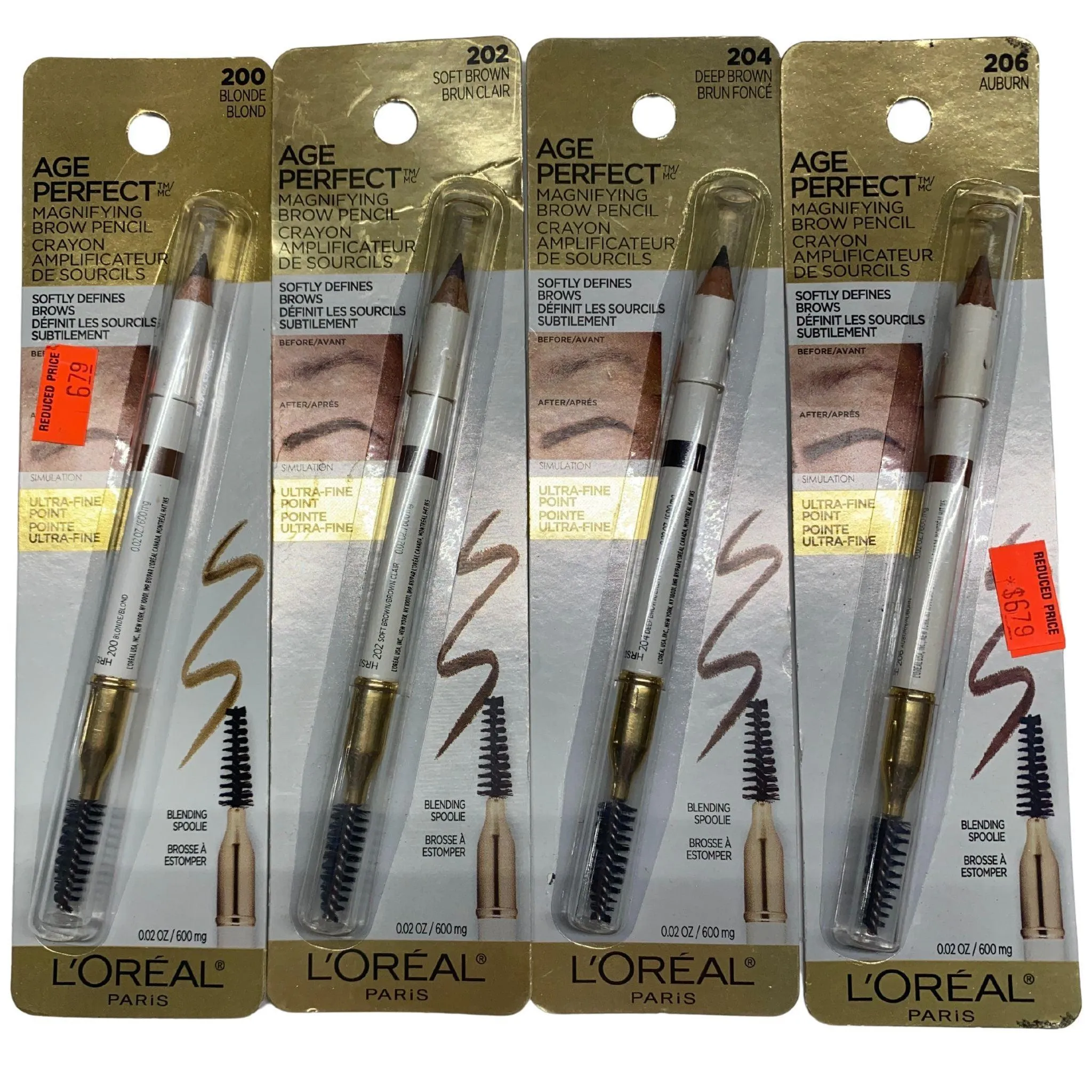 L'oreal Age Perfect Brow Pencil Different Shades 0.02 oz / 600 mg (100 Pcs Lot)