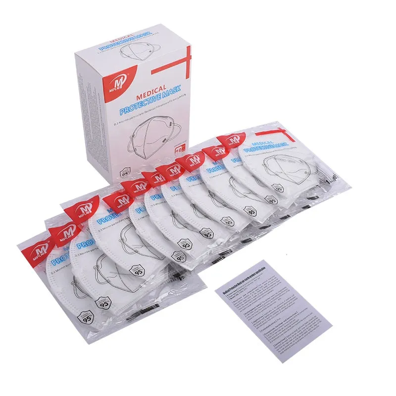 Original4u MIPLNI KN-95 Protective Respirators Protective 5 Layers Face Mask 10 Pack - BFE>