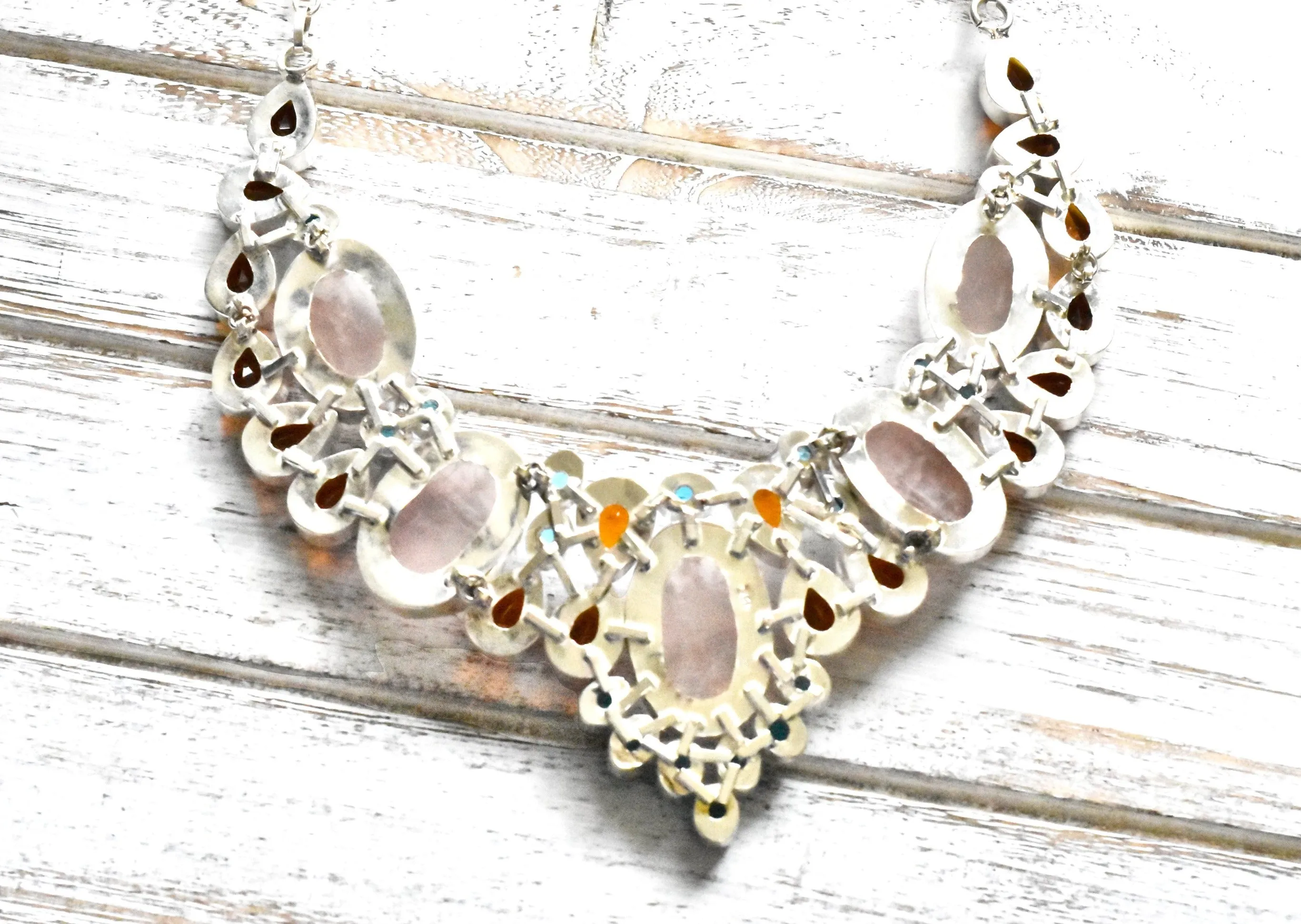 Rose Quartz Blue Topaz necklace