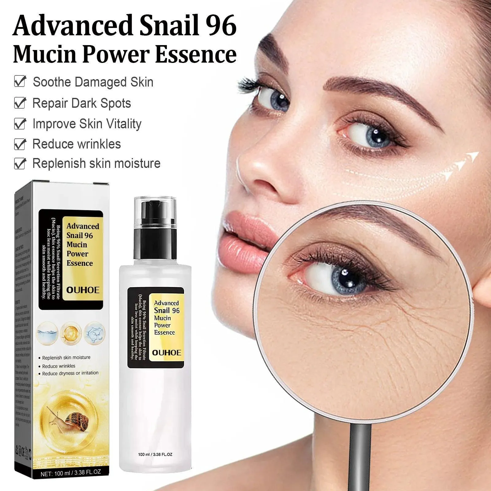 Youthful Glow Anti-Wrinkle Snail Mucin Serum for Skin Rejuvenation and Hydration