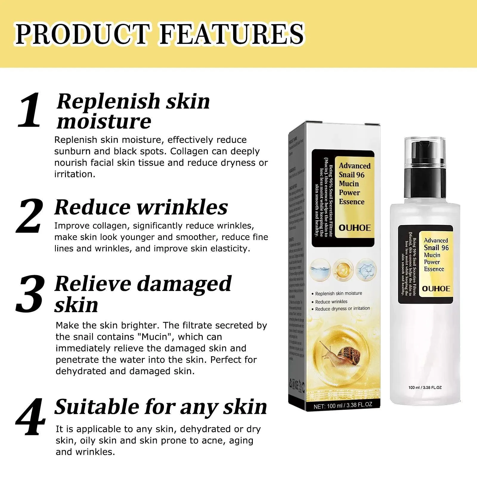 Youthful Glow Anti-Wrinkle Snail Mucin Serum for Skin Rejuvenation and Hydration